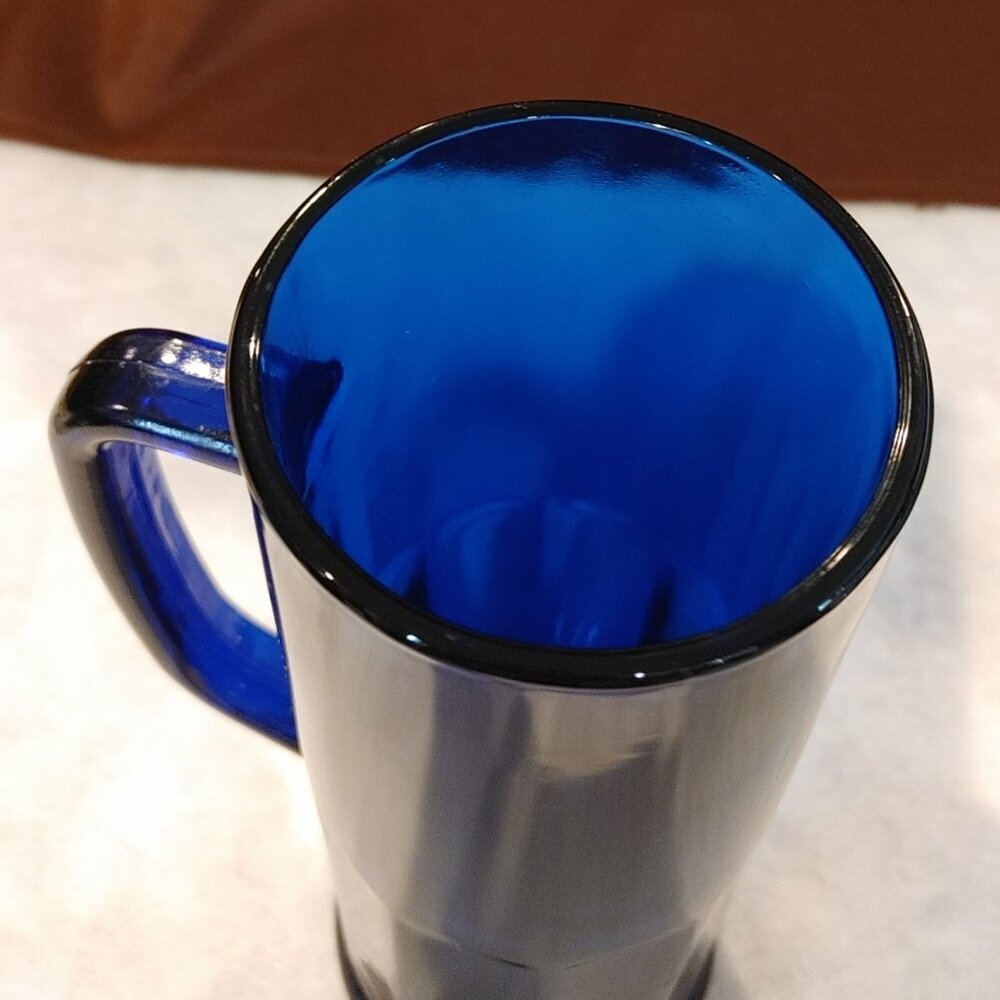 Vintage Cobalt Blue Beer Stein/Mug Glass Paneled - Picture 4 of 7